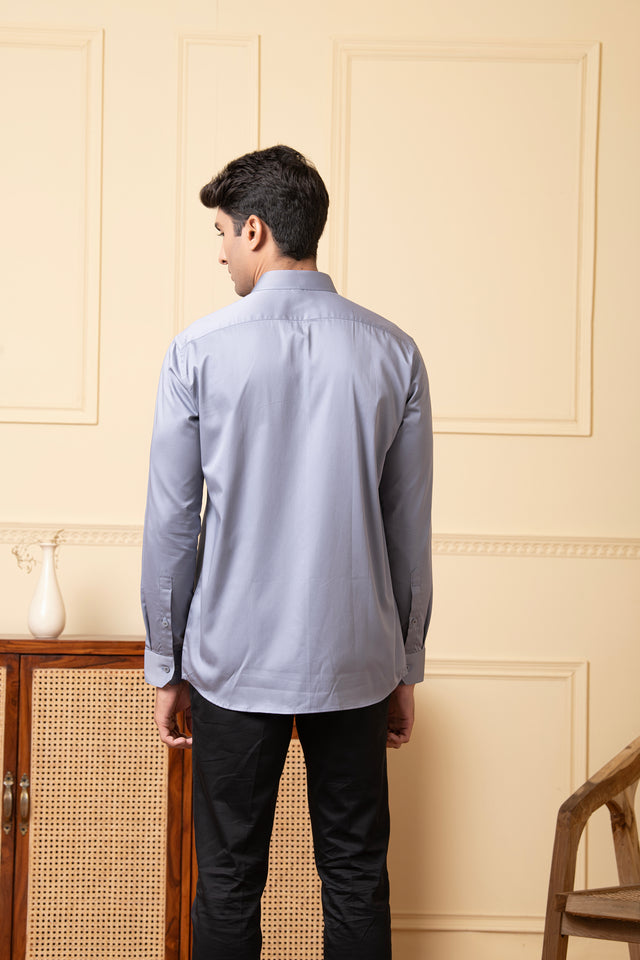Slate — Grey Solid Giza Cotton Shirt