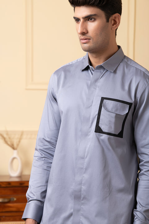 Fusion β Grey Pattern Giza Cotton Shirt
