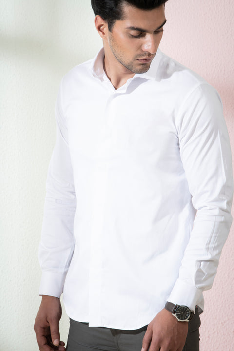 Bianco β White Solid Giza Cotton Shirt
