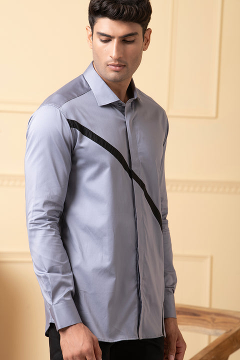 Astral β Grey Pattern Giza Cotton Shirt