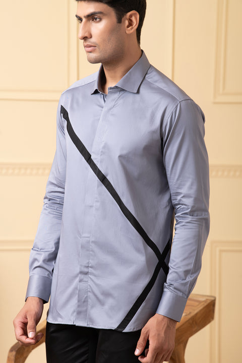 Astral β Grey Pattern Giza Cotton Shirt