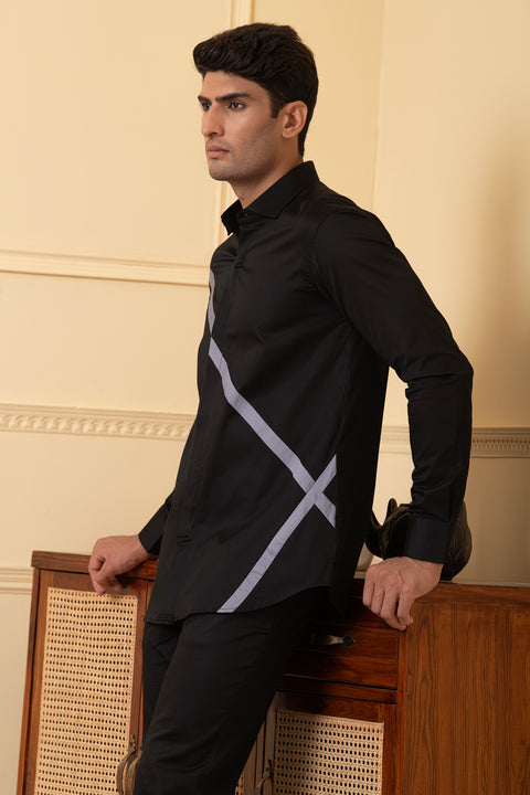 Oscuro β Black Pattern Giza Cotton Shirt