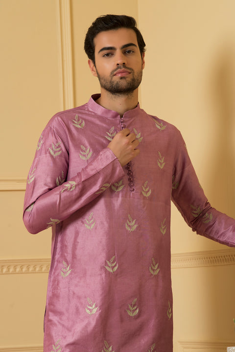 Encanto — Purple Embroidered Dupion Silk Kurta