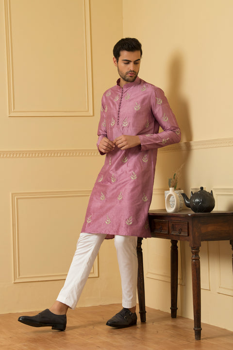 Encanto — Purple Embroidered Dupion Silk Kurta