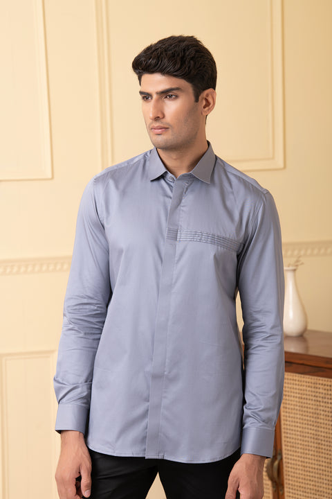 Ash β Grey Pattern Giza Cotton Shirt