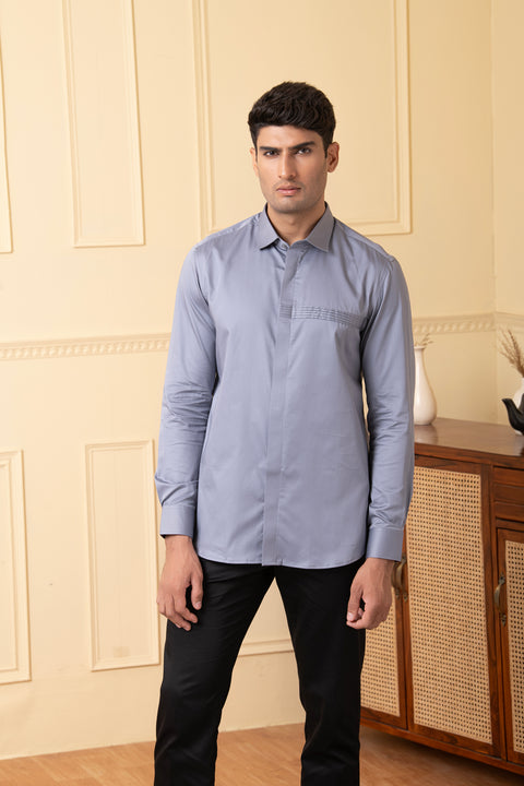 Ash β Grey Pattern Giza Cotton Shirt