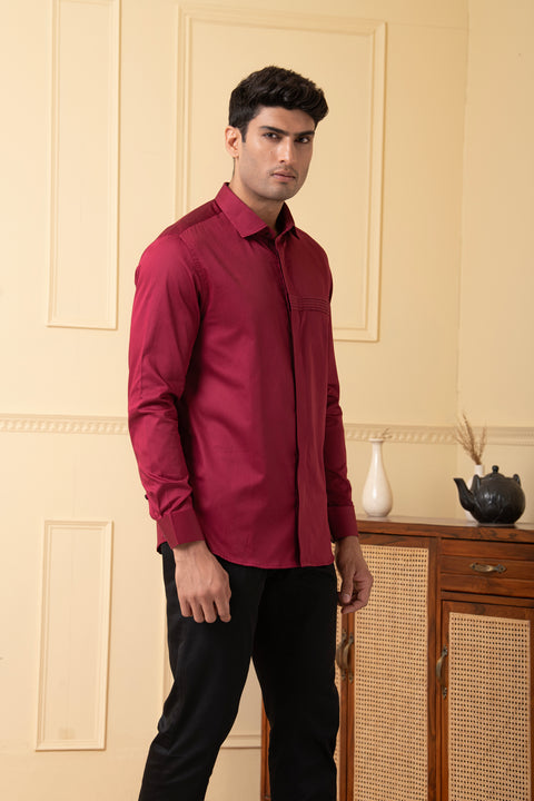 Carmine β Red Pattern Giza Cotton Shirt