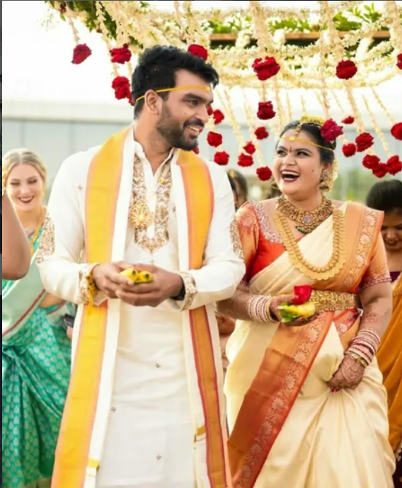 Arjun and his bride at their wedding