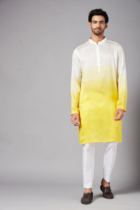 Whill β White Ombre Falling Raw Silk Kurta