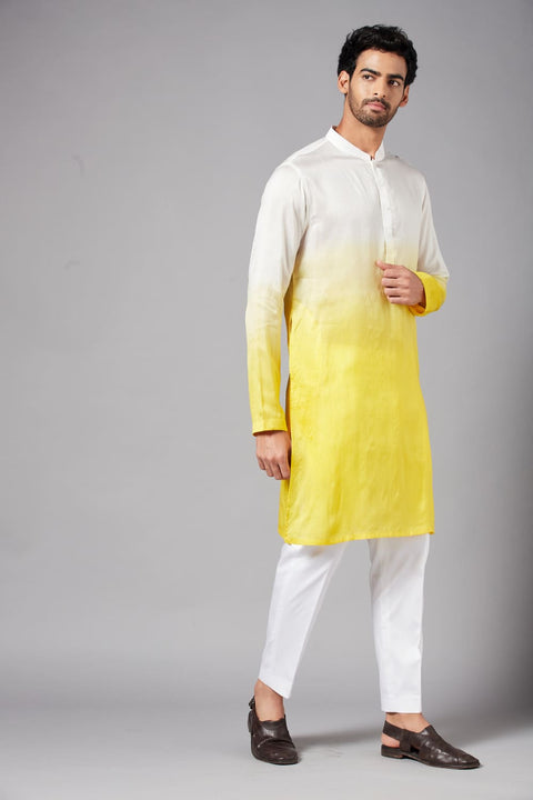 Whill β White Ombre Falling Raw Silk Kurta