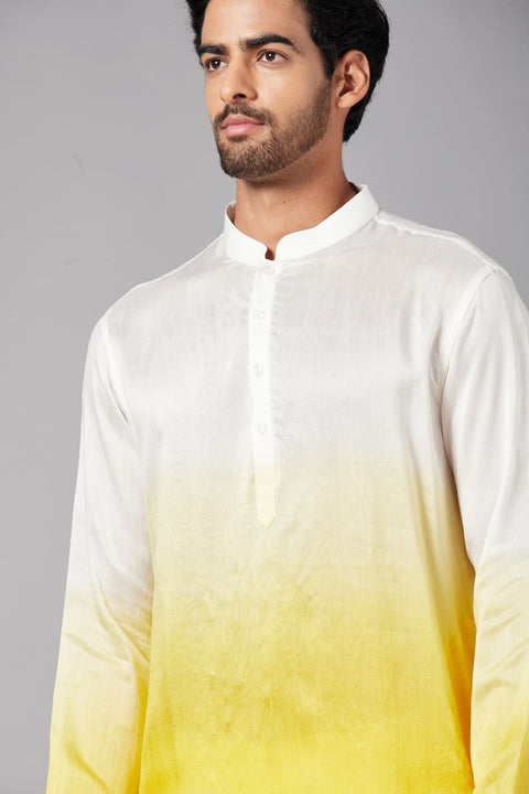 Whill β White Ombre Falling Raw Silk Kurta