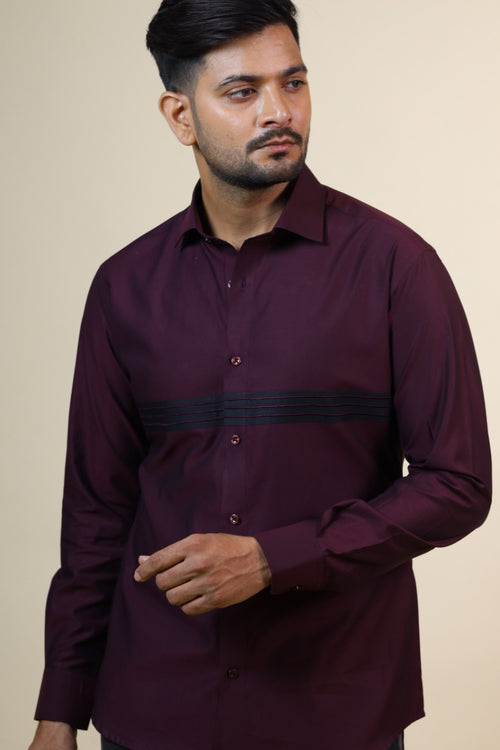Mauvais Burgundy — Burgundy Pattern Giza Cotton Shirt