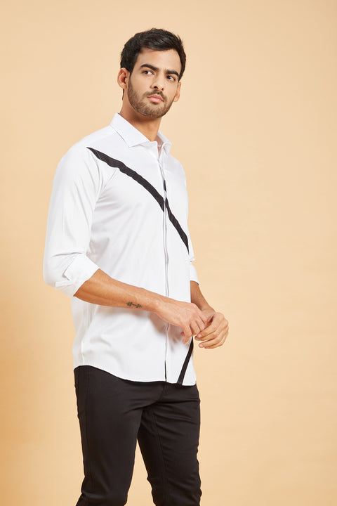Scale Pattern — White Pattern Cotton Satin Shirt