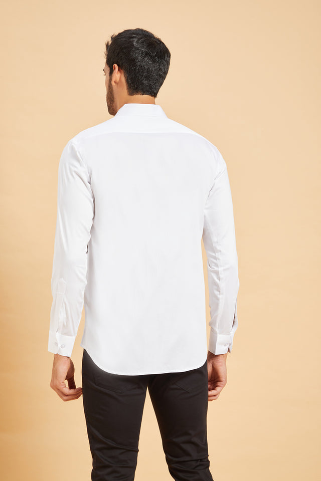 Scale Pattern — White Pattern Cotton Satin Shirt
