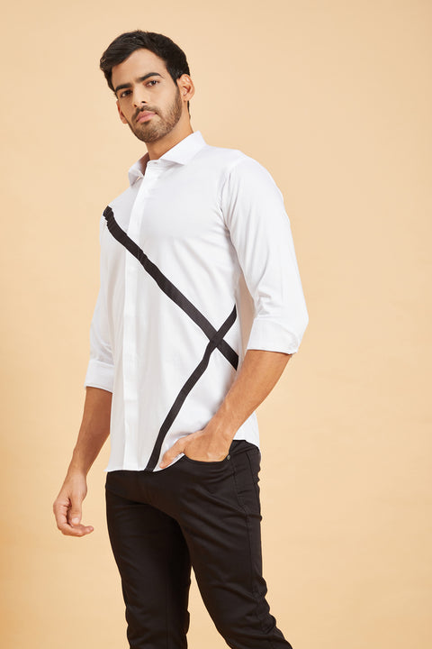 Scale Pattern — White Pattern Cotton Satin Shirt