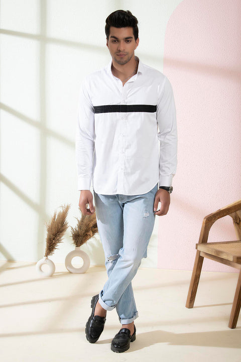 Contrast β White Contrast Pattern Giza Cotton Shirt