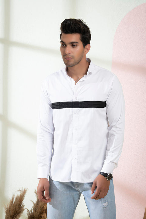 Contrast β White Contrast Pattern Giza Cotton Shirt