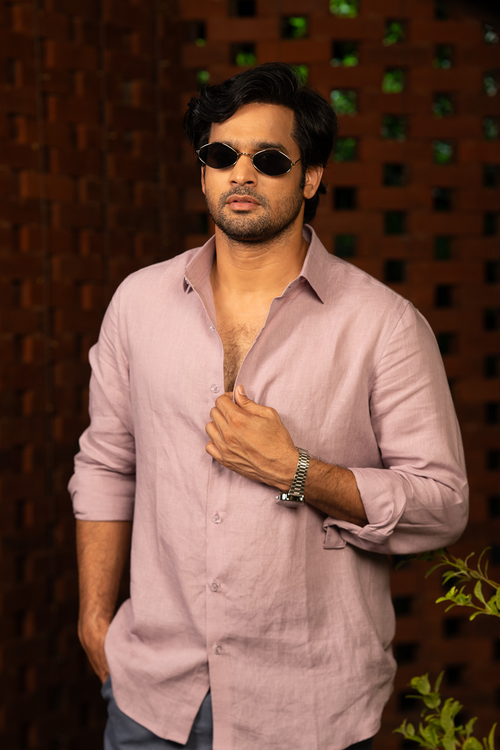 Blush pink pure linen shirt — Seafoam Serenity by HILO DESIGN