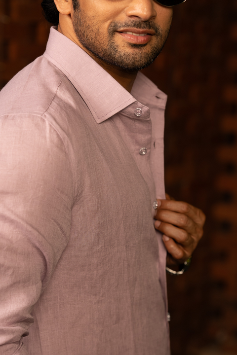 Seafoam Serenity — Blush Pink Linen Shirt
