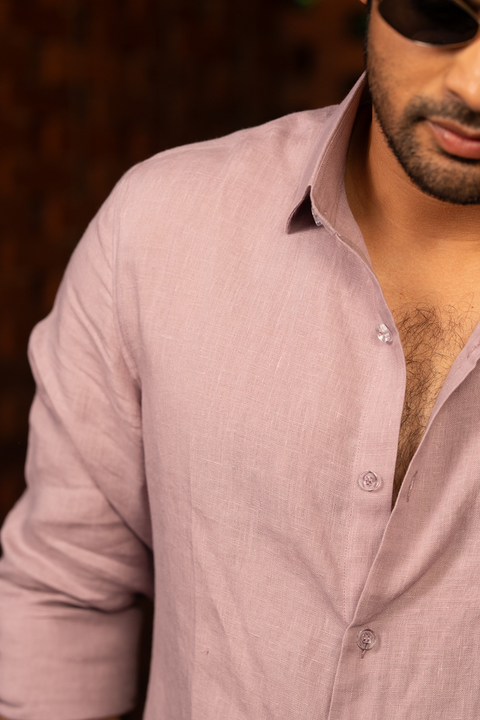 Seafoam Serenity — Blush Pink Linen Shirt