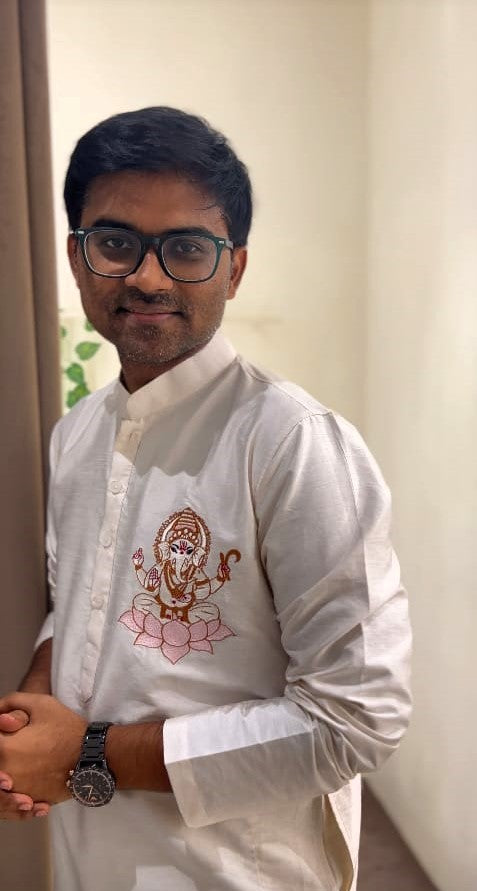 Vighnaharta — Off-White Ganesha Thread Embroidered Semi Raw Silk Kurta