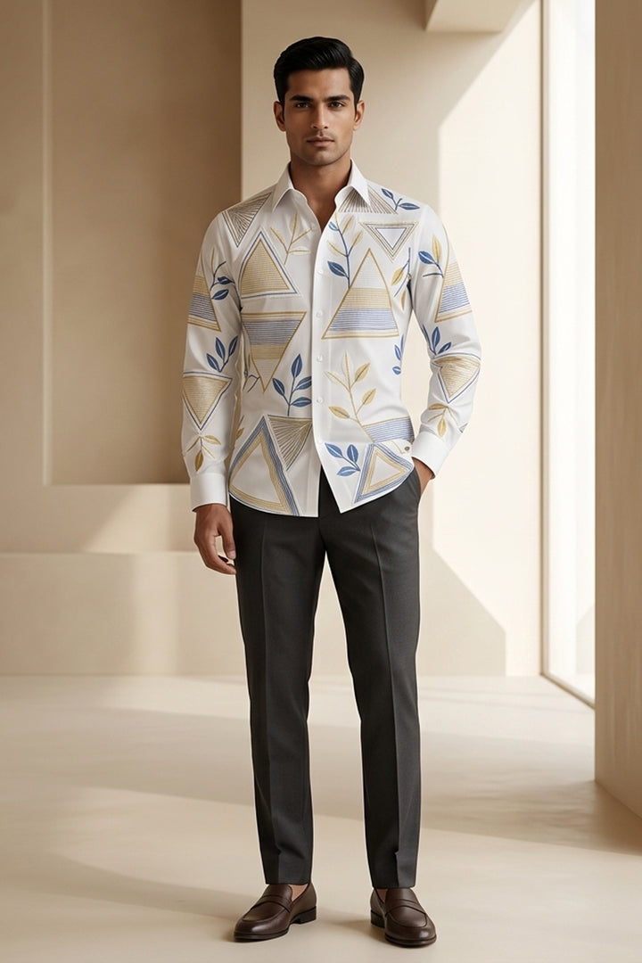Orvane — White Thread Embroidered 4-Way Stretch Shirt