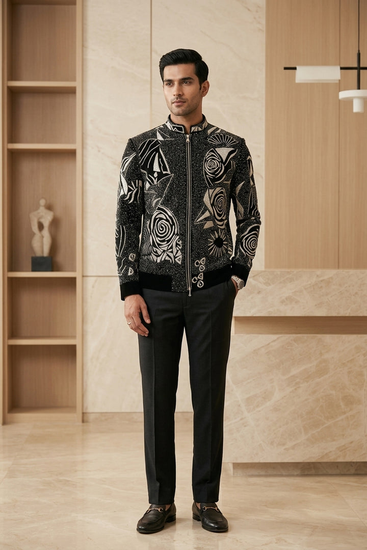 Aster Black Hand Embroidered Shacket