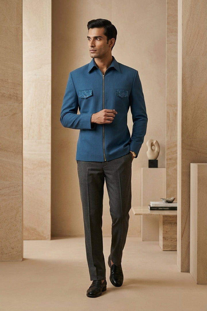 Monaco Blue — Midnight Blue 4-Way Stretch Shacket