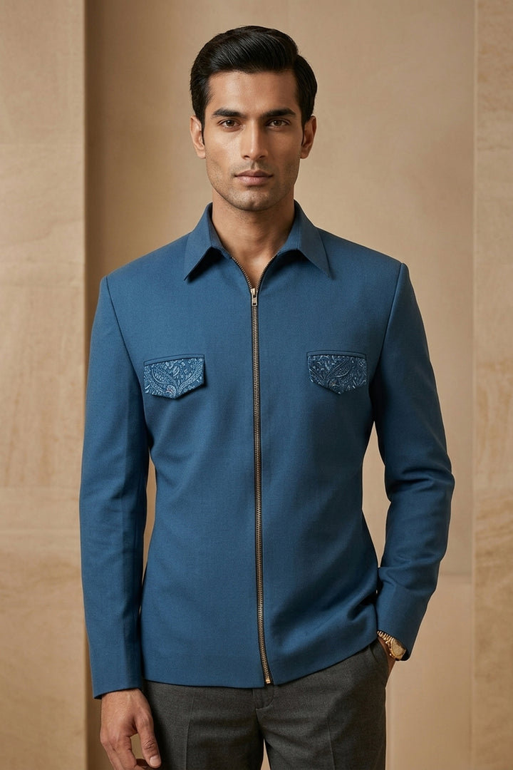 Monaco Blue — Midnight Blue 4-Way Stretch Shacket