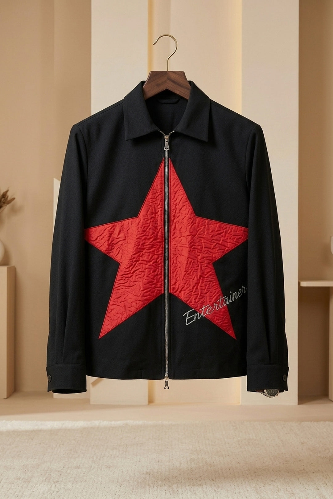 Enzo — Black Thread Embroidered British Fabric Shacket