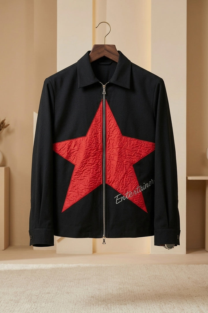 Enzo — Black Thread Embroidered British Fabric Shacket