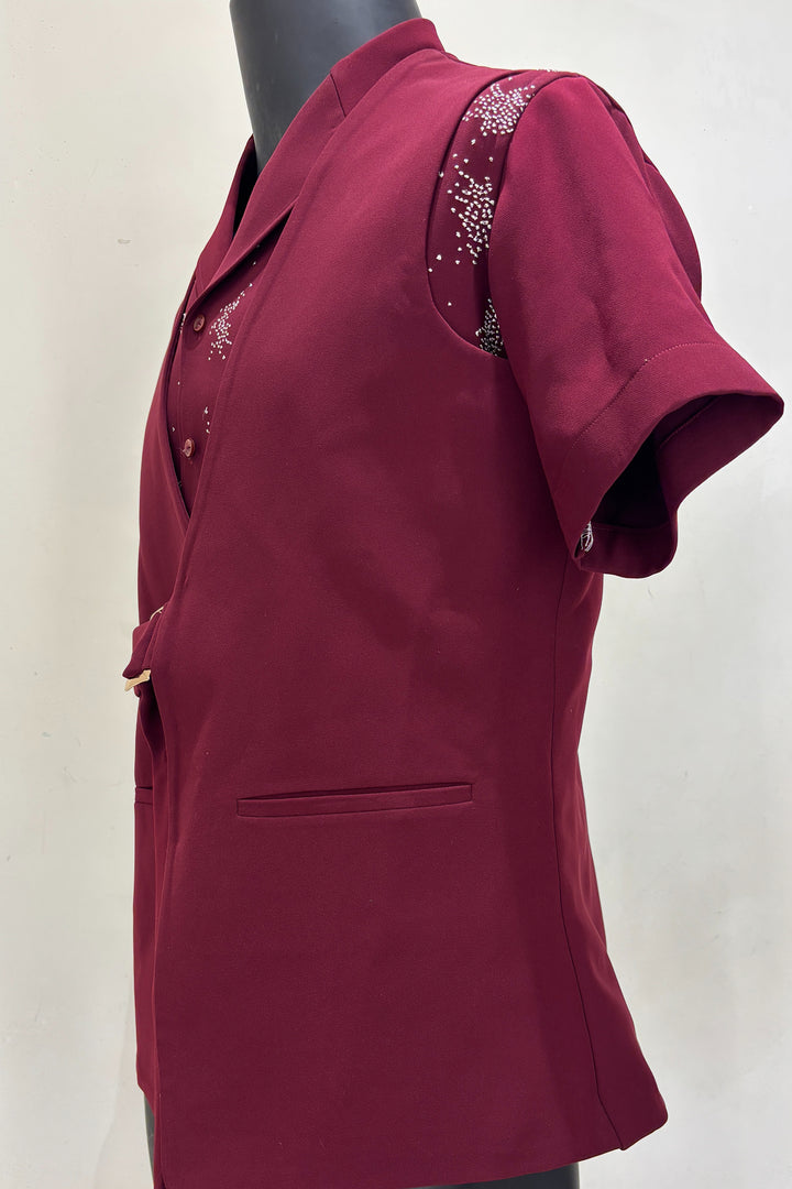 Zayro — Maroon Thread Embroidered Premium Shirt