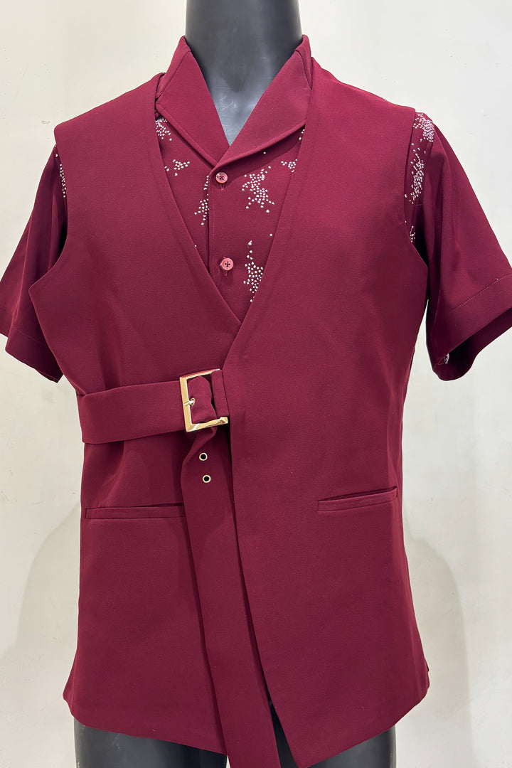 Zayro — Maroon Thread Embroidered Premium Shirt