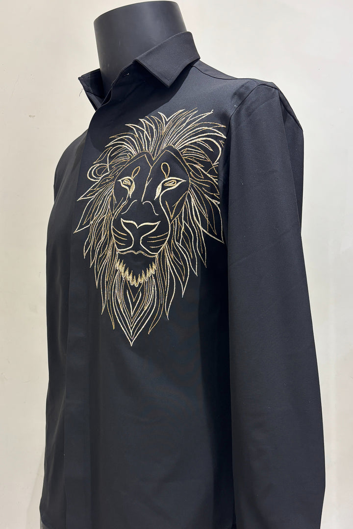 Noir King — Black Thread Embroidered Premium Shirt