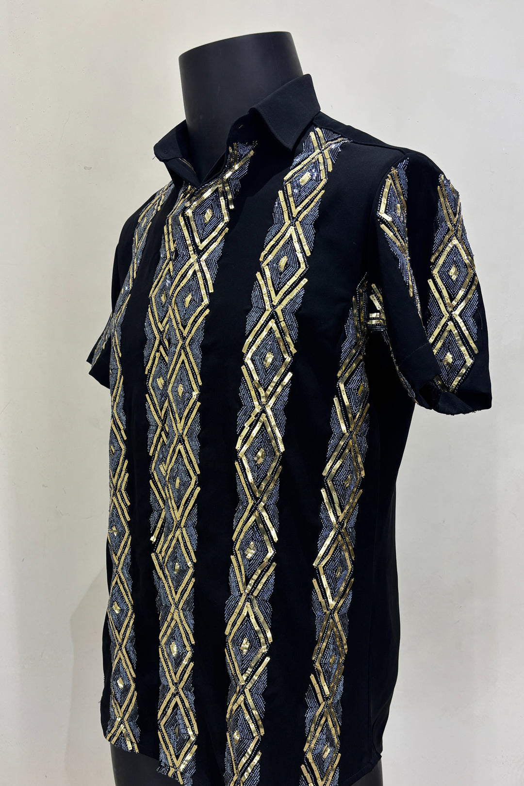Kairo — Black Hand Embroidered British Fabric Shirt