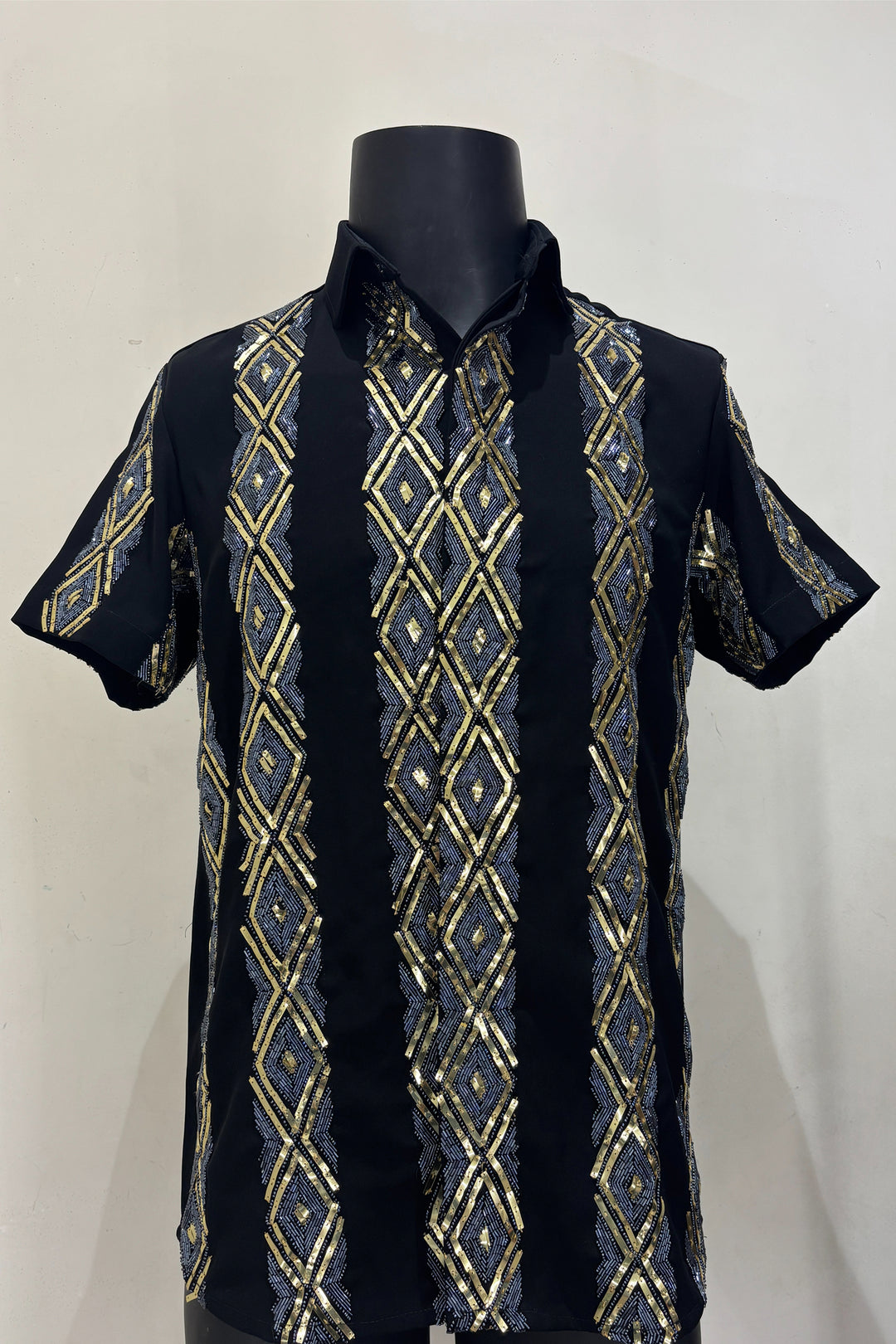 Kairo — Black Hand Embroidered British Fabric Shirt