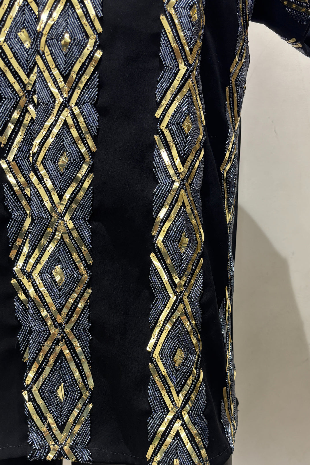 Kairo — Black Hand Embroidered British Fabric Shirt