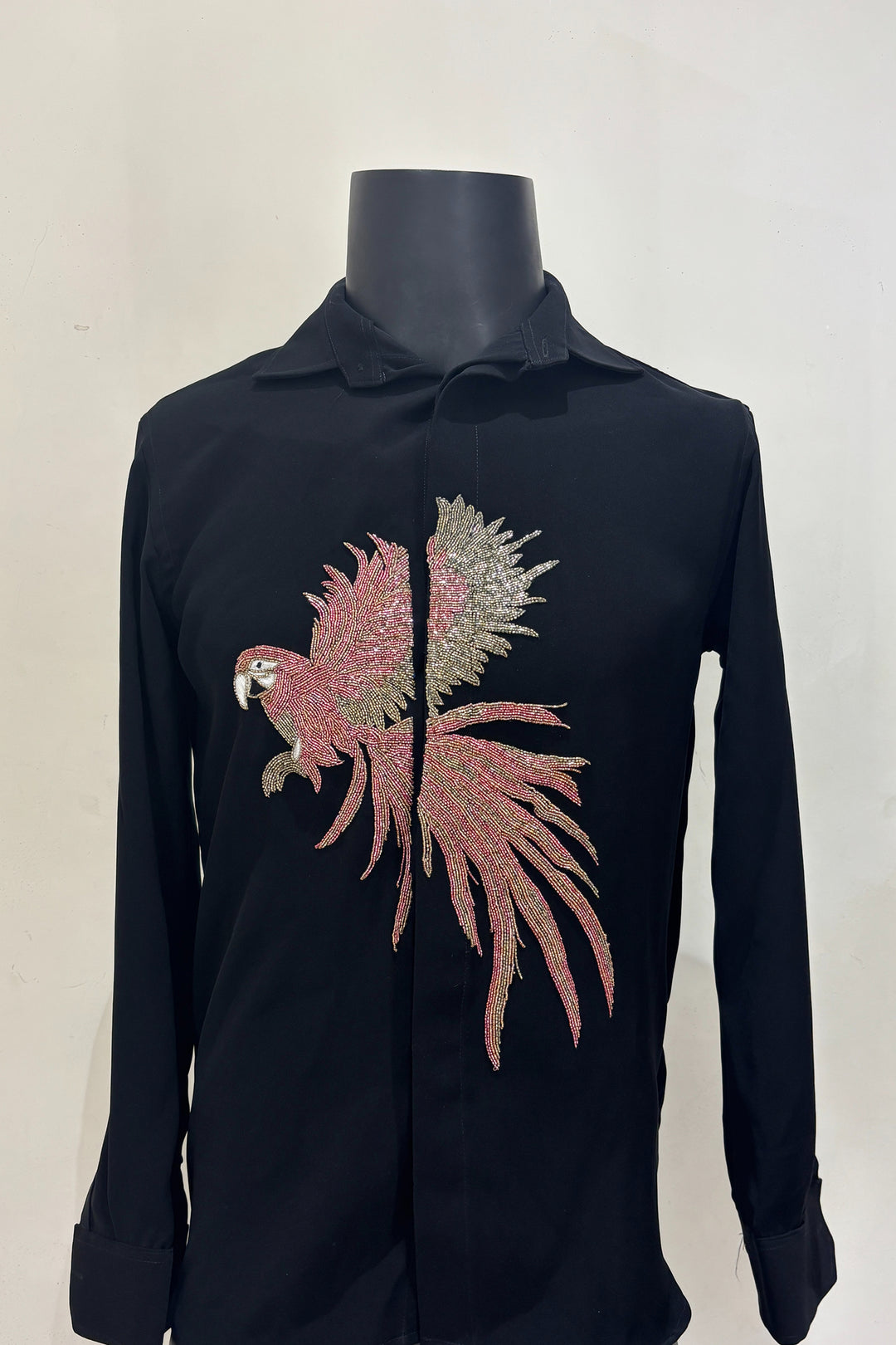 Velour — Black Hand Embroidered British Fabric Shirt