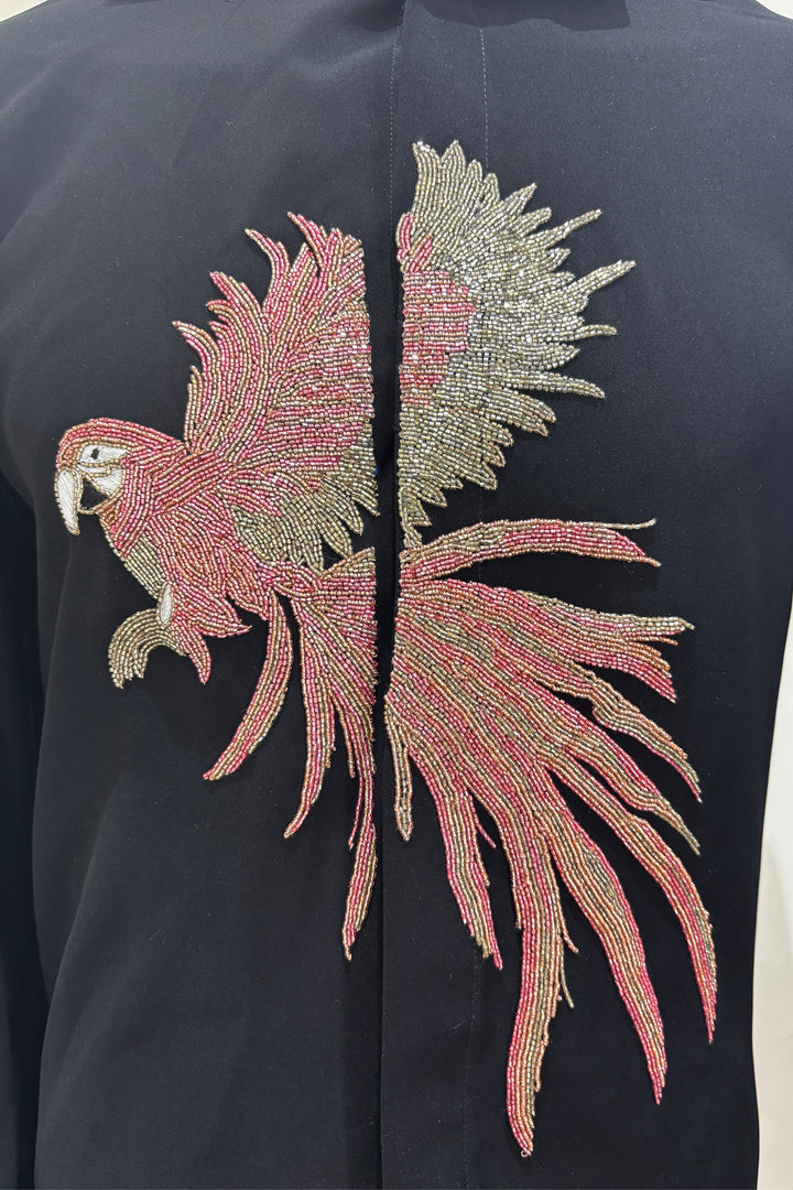 Velour — Black Hand Embroidered British Fabric Shirt