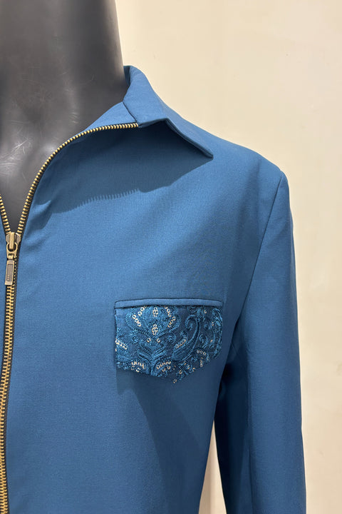 Monaco Blue — Midnight Blue 4-Way Stretch Shacket