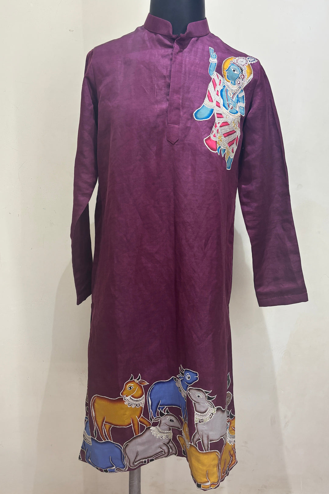 Murali Varnam — Purple Thread Embroidered Linen Satin Kurta