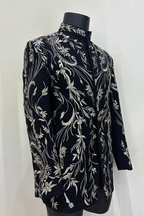 Leone — Black Hand Embroidered British Fabric Indo-Western