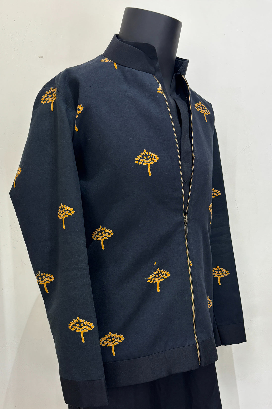 Aztec — Black Mustard Block Print British Fabric Shacket