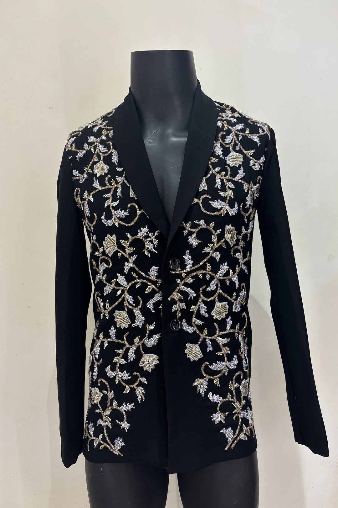 Cassian — Black Hand Embroidered Armani Fabric Shacket