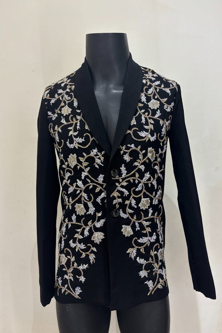 Cassian — Black Hand Embroidered Armani Fabric Shacket