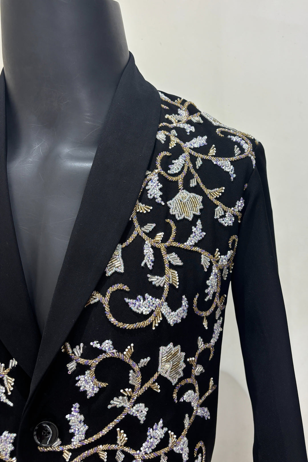 Cassian — Black Hand Embroidered Armani Fabric Shacket