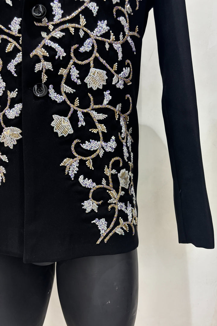 Cassian — Black Hand Embroidered Armani Fabric Shacket