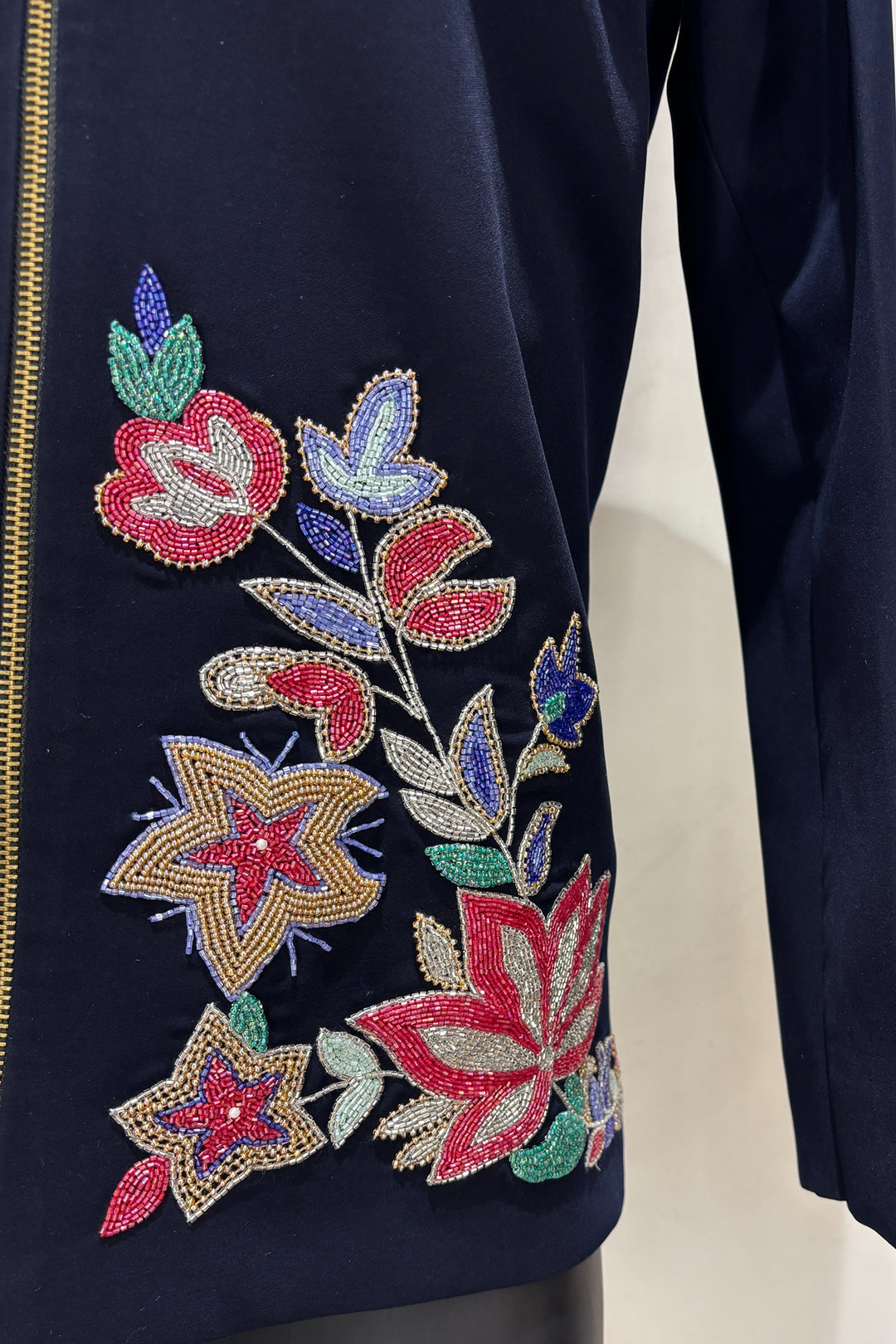 Roman — Midnight Blue Hand Embroidered British Fabric Shacket