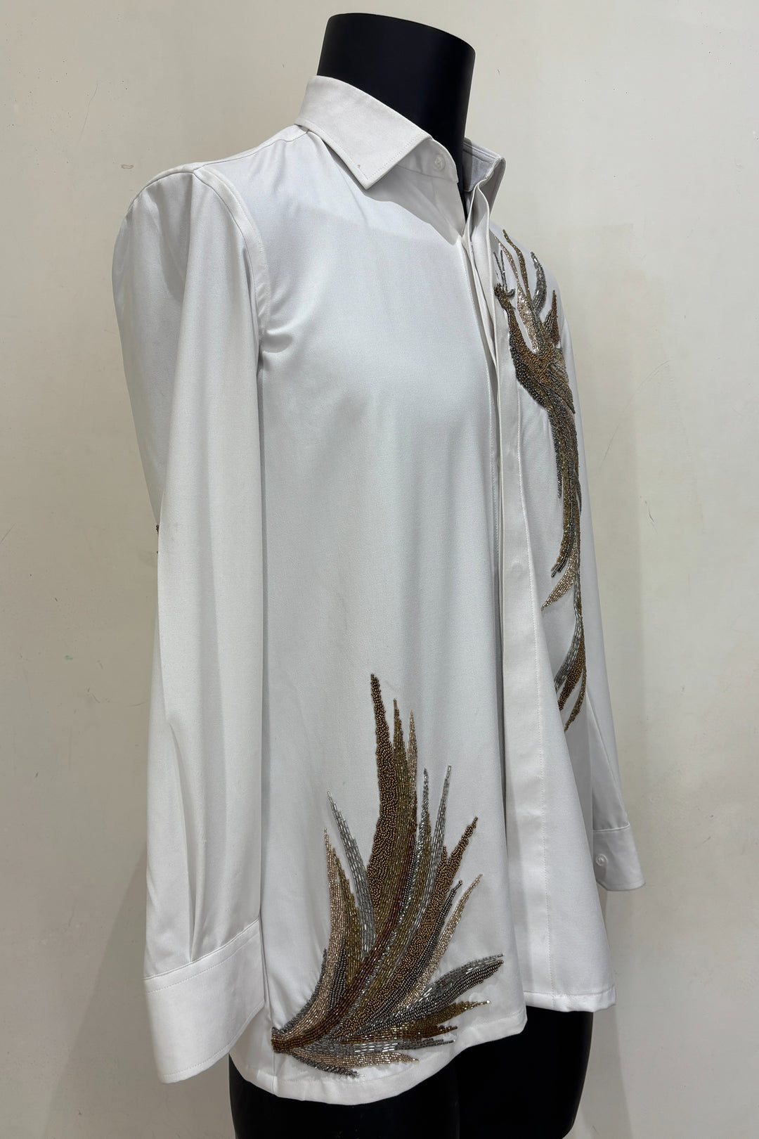 Plumage — White Hand Embroidered British Fabric Shirt