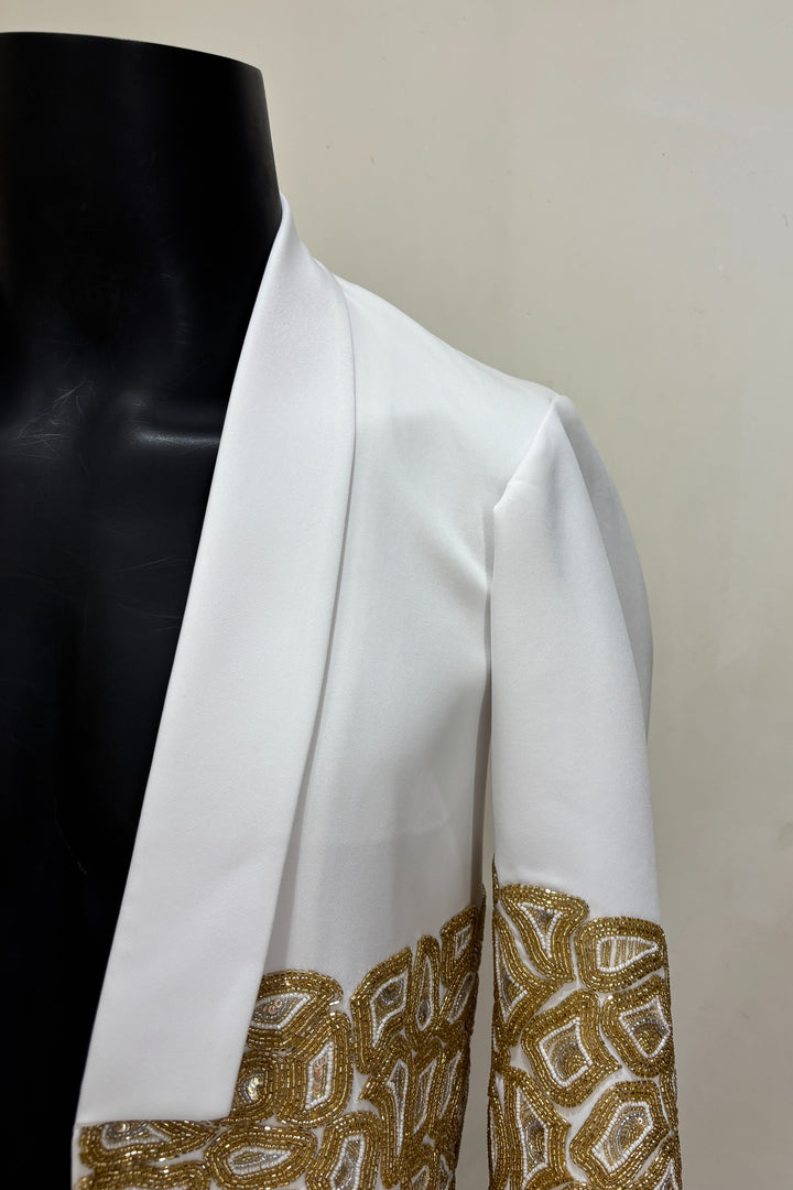 Ivory Loom — White Hand Embroidered Armani Fabric Shacket